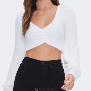 Fuzzy knit cropped sweater